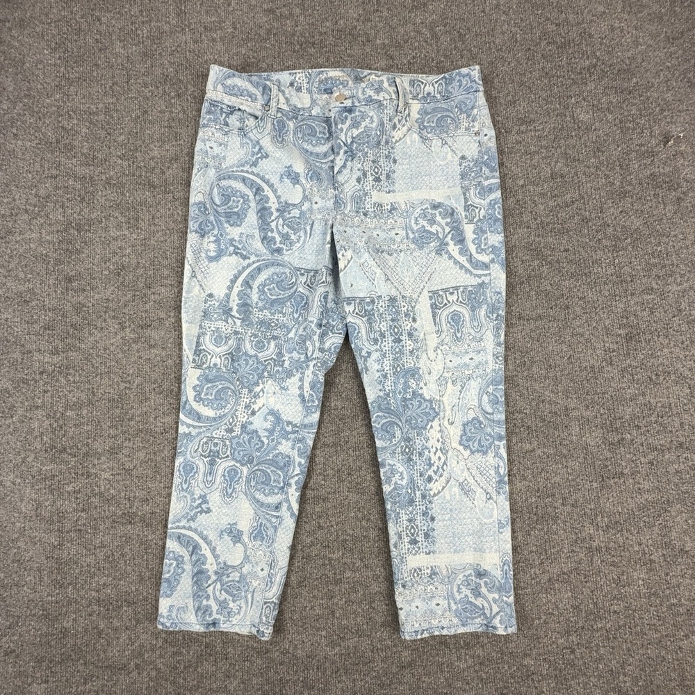 Chico's So Slimming Girlfriend Jeans Womens 3 Petite Light Wash Blue Paisley